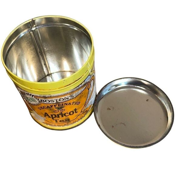 Vintage decorative Boston Apricot Tea Tin fruit + lid  yellow, fruit, flowers - Picture 7 of 9